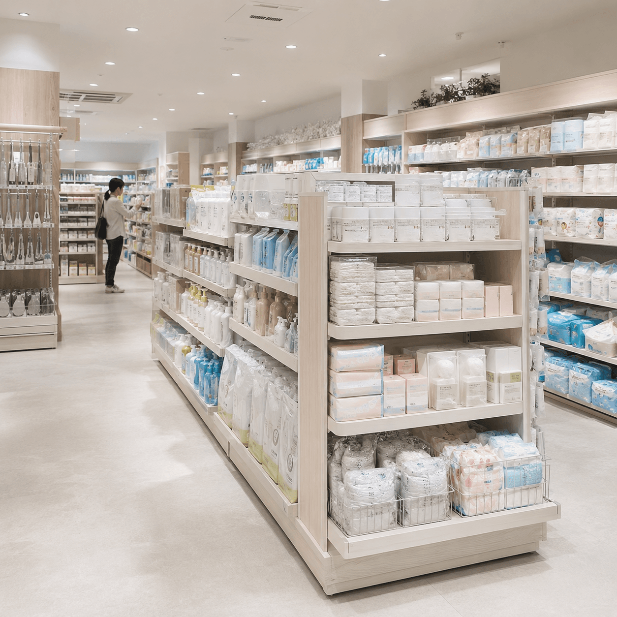 ドラッグストアの日用品売場
